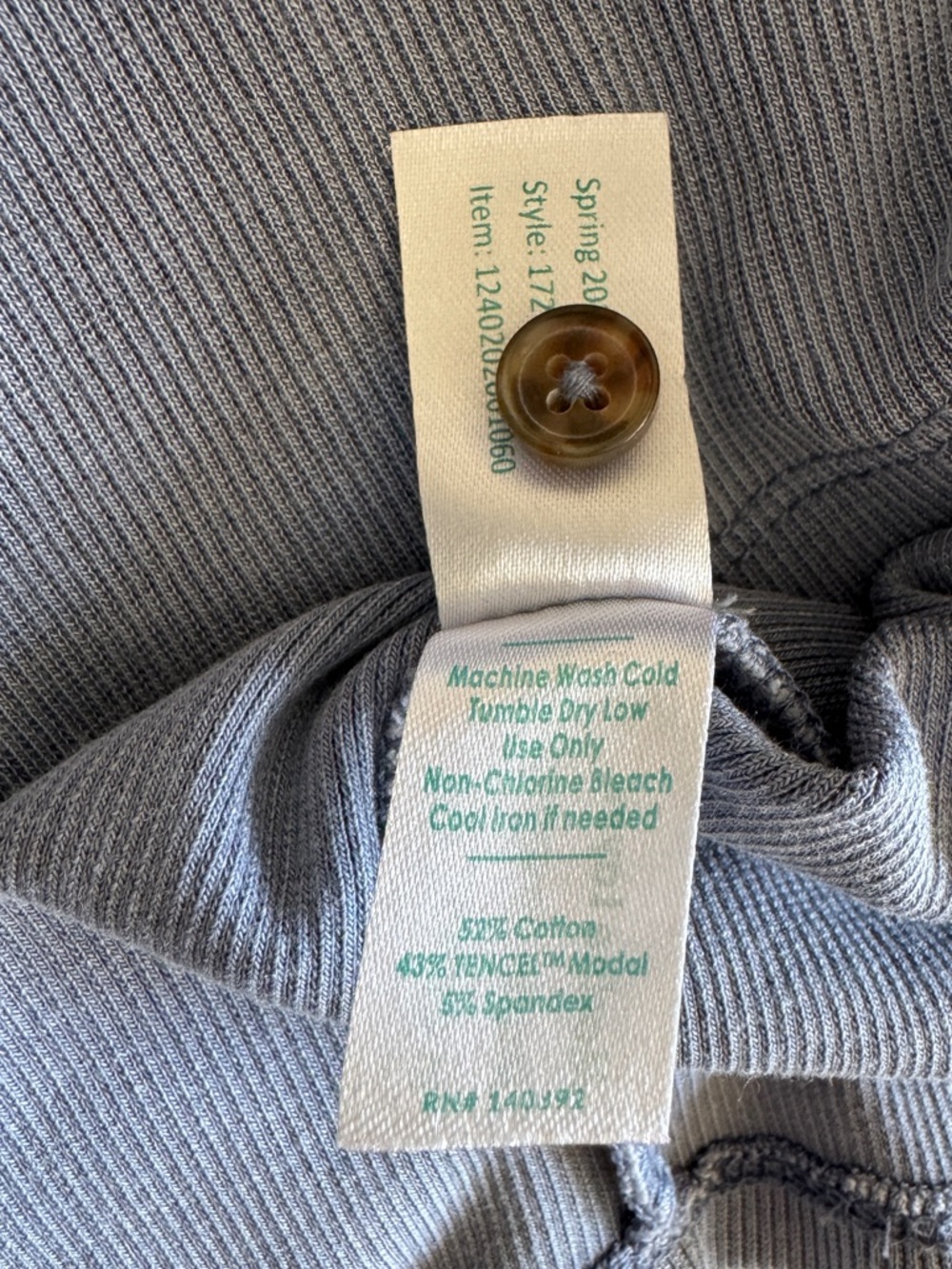Marine Layer Women’s Dusty Blue Long Sleeve Henley Size L Coastal Preppy - Picture 3 of 6